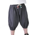 thumbnail image 1 of Ugoldhm Little Girls Lantern Pants Unisex Cotton Linen Solid Color Casual Summer Bermuda Shorts 2-8 Years, 1 of 7