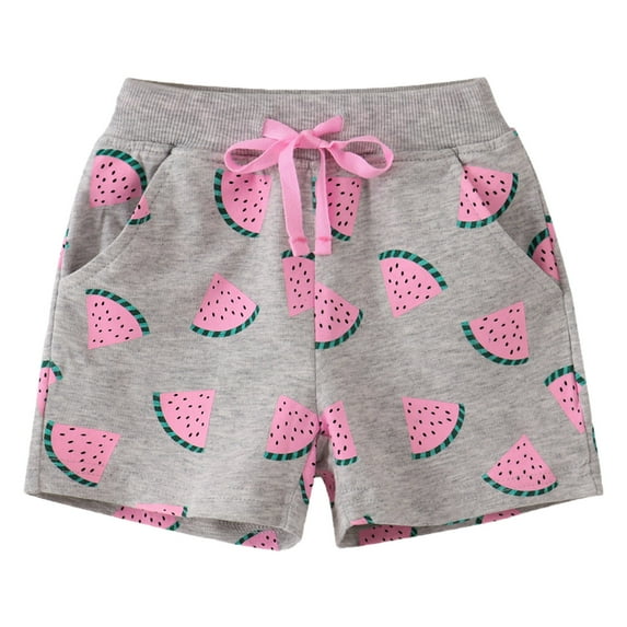 Ugoldhm Little Girls Mid-Waist Drawstring Shorts Fashion Pockets Summer Children's Casual Shorts 2-7 Years