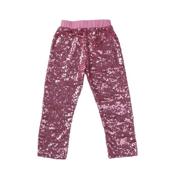 Ugoldhm Little Girls Sequin Trousers Sparkly Elastic Bottoms for Performance Dance Sizes 0-8 Years