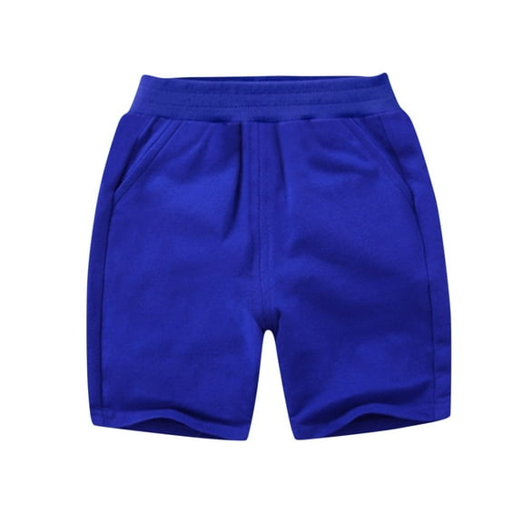 Ugoldhm Little Girls Shorts Elastic Waist Cotton Casual Pockets Summer Solid Color Sport Bermuda Shorts 1-12 Years
