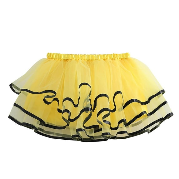 Ugoldhm Little Girls Skirt Layered Mesh Summer Elastic Waist Solid Color Dance Skirts Size 3-8 Years