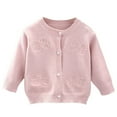 thumbnail image 1 of Ugoldhm Little Girls Sweaters Button Up Bead Decor Knit Cardigan Fall Spring Tops Sizes 1T-8Y, 1 of 2