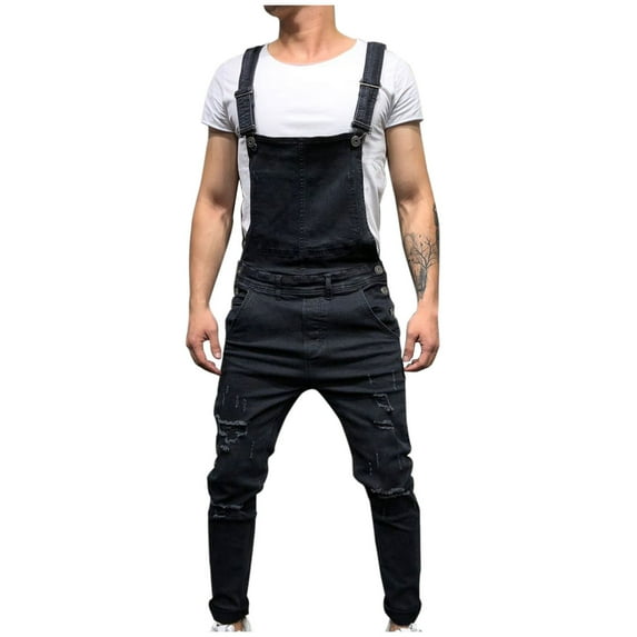 Ugoldhm Men's Denim Bib Overall,Workwear with Adjustable Straps,Casual Jumpersuit