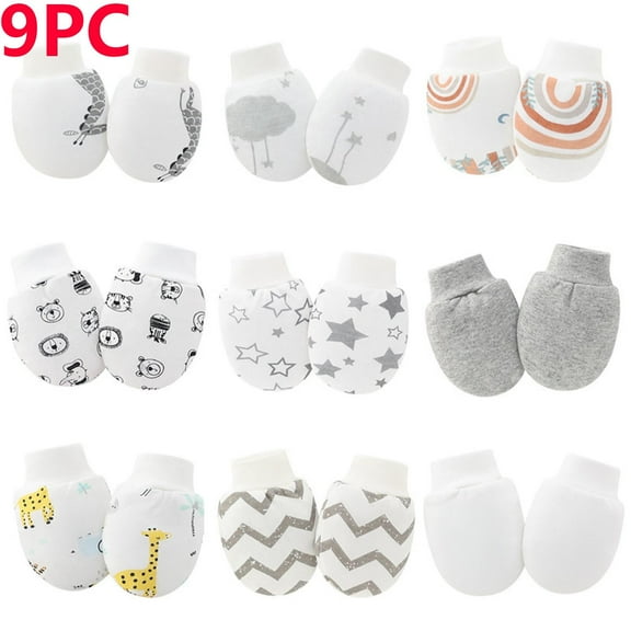 Ugoldhm Newborn Baby Mittens 0-12 Months, Elastic Wrist No-Scratch Cotton Gloves, 6/9/15/20 Pair Option