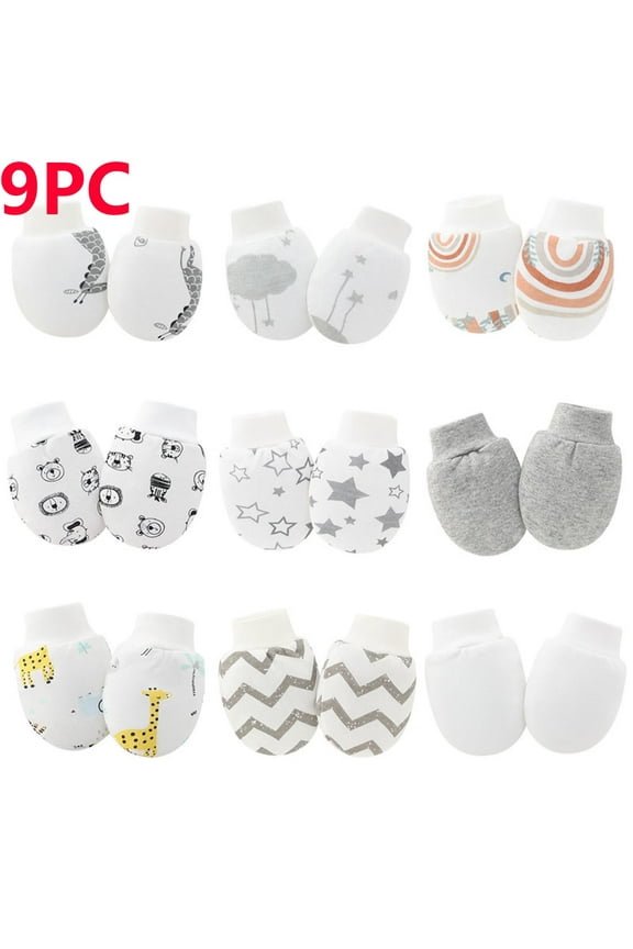 Newborn Baby Mittens 0-12 Months, Elastic Wrist No-Scratch Cotton Gloves, 6/9/15/20 Pair Option
