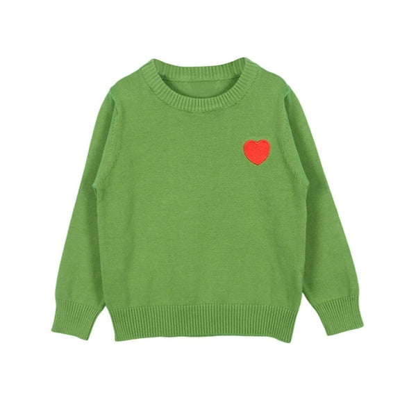 Ugoldhm Toddler Boys Girls Sweaters Crewneck Long Sleeve Fall Tops Love Heart Graphic Winter Warm Shirt
