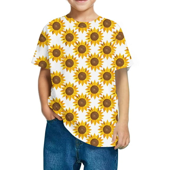 Ugoldhm Toddler Boys' Short Sleeve Tees Cotton Crew Neck Relaxed Fit Summer Top Clothes T-Shirts Size 3-10