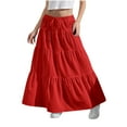 thumbnail image 1 of Ugoldhm Toddler Girls Casual Long Skirt Elastic Waist Summer Bow Solid Color Skirts 4-15 Years, 1 of 9