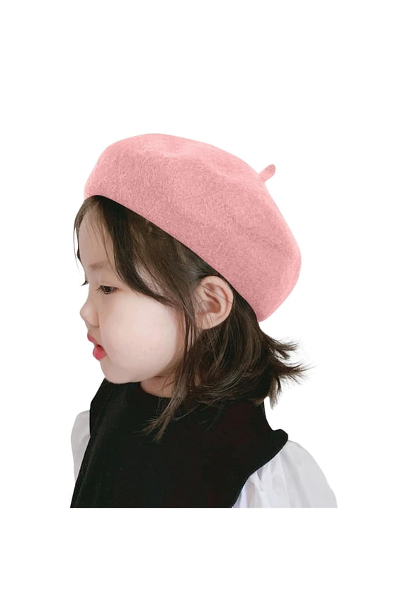 Toddler Girls Cute French Beret Hats - Solid Warm Artist Painter Hat for Fancy Dress (2-4 Years)