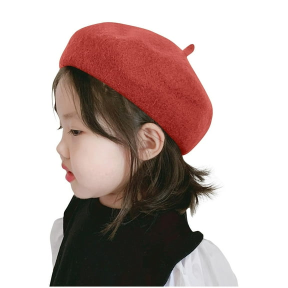 Ugoldhm Toddler Girls Cute French Beret Hats - Solid Warm Artist Painter Hat for Fancy Dress (2-4 Years)
