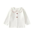 thumbnail image 1 of Ugoldhm Toddler Girls Cute Tops Lapel Button Down Long Sleeve Shirts Cotton Fall Comfy Tees, 1 of 3