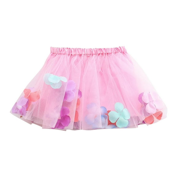 Ugoldhm Toddler Girls Mesh Skirt Summer Elastic Waist Layered Dance Skirts Size 3-8 Years