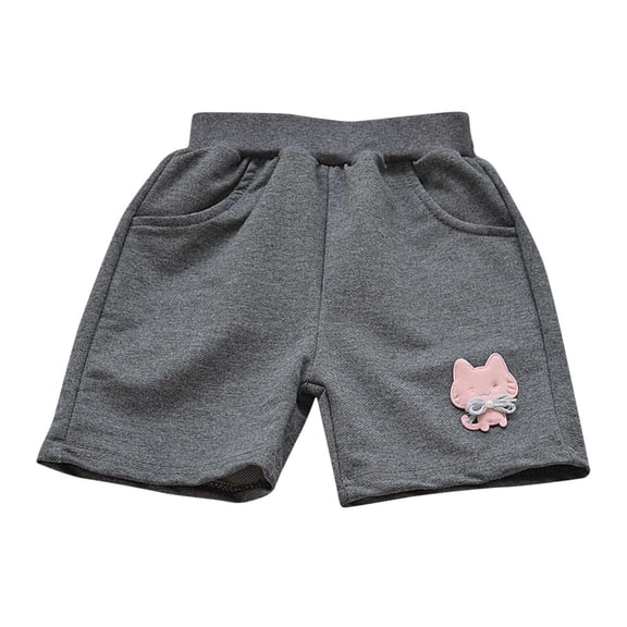 Ugoldhm Toddler Girls Shorts Summer Casual Elastic Waist Sport Cotton Bermuda Shorts 2-12 Years