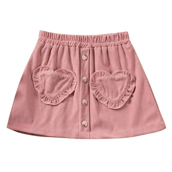 Ugoldhm Toddler Girls Skirt Elastic Waist Summer Solid Color Casual Skirts 1-7 Years
