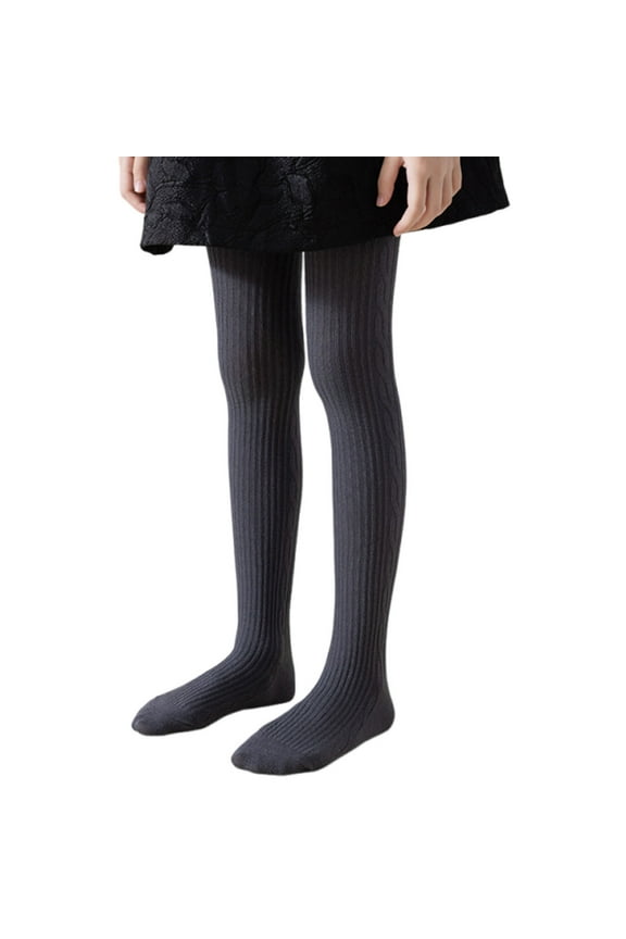 Toddler & Kid Girls Cable Knit Tights - Breathable Soft Solid Footed Ribbed Stockings