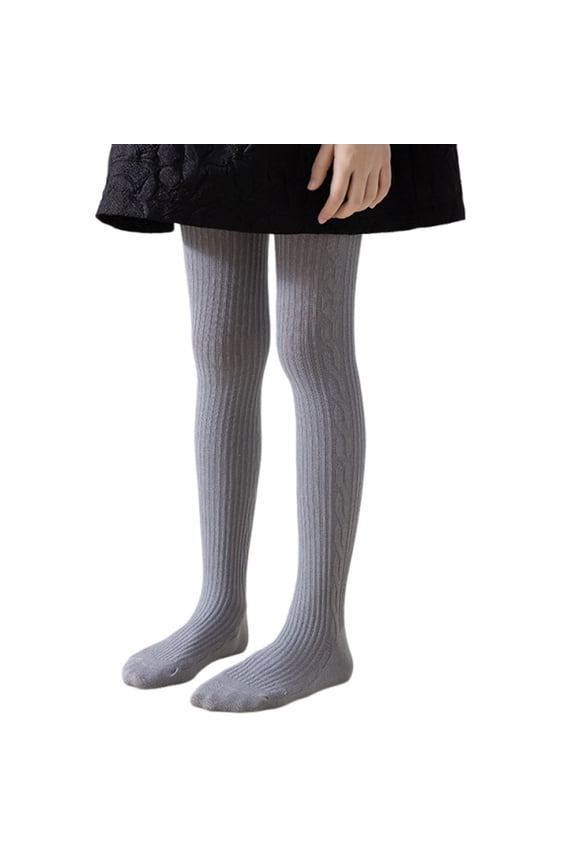 Toddler & Kid Girls Cable Knit Tights - Breathable Soft Solid Footed Ribbed Stockings