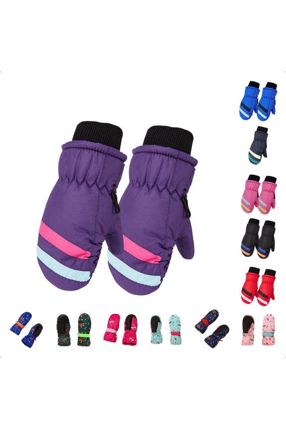 Toddler Snow Mittens with Fleece Lined, Waterproof Winter Gloves for 2-5 Years Old Boys & Girls