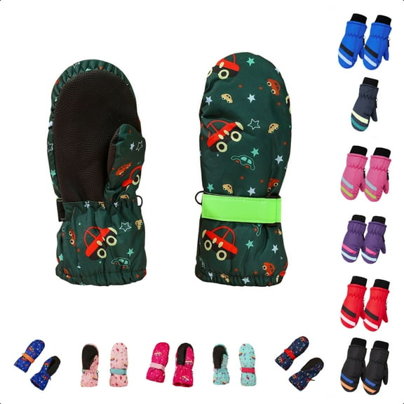 Ugoldhm Toddler Waterproof Snow Mittens, Durable Cold Weather Protection Mittens for 2-4 Years