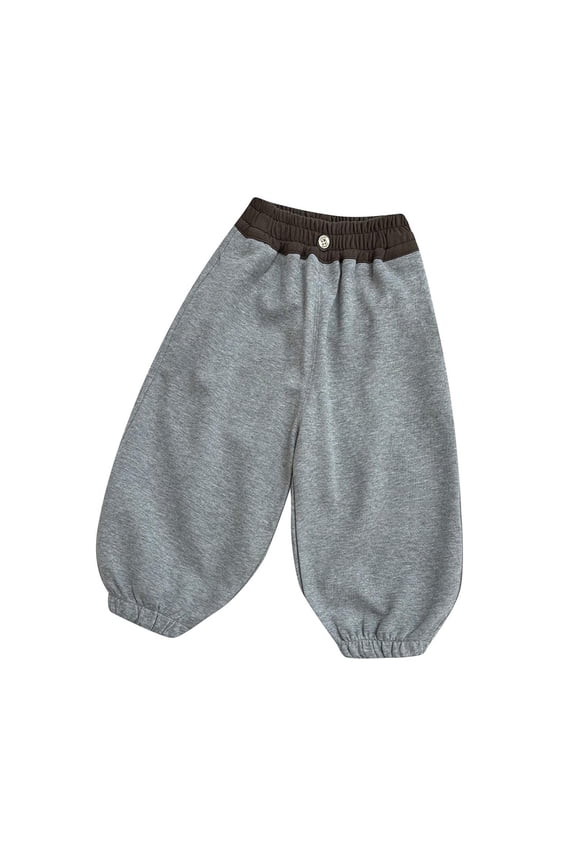 Toddlers Contrast Waist Balloon Pants - Elastic Waist Casual Jogger for 0-5 Years