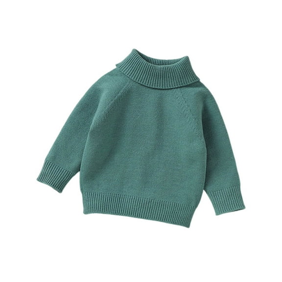 Ugoldhm Toddlers Fall Sweaters Turtleneck Raglan Sleeve Sweatshirt Warm Winter Top for 0M-3T