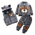 thumbnail image 1 of Ugoldhm Toddlers Fall Winter 3 Piece Set Fleece Lined Hooded Vest, Jacket and Pant Thermal Oufits Clothes, 1 of 6