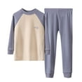 thumbnail image 1 of Ugoldhm Toddlers Kids Thermal 2 Piece Set Raglan Color Block Top Loose Pant Comfy Fall Winter Underwear, 1 of 6