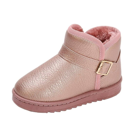 Ugoldhm Toddlers Kids Waterproof Snow Boots, Warm Fleece Lined Non-Slip Slip-On Winter Boots for Girls