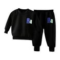 thumbnail image 1 of Ugoldhm Toddlers Outfits Set Loose Fit Letter Print Sweatshirt and Textured Jogger Fall Winter Sweatsuit, 1 of 3