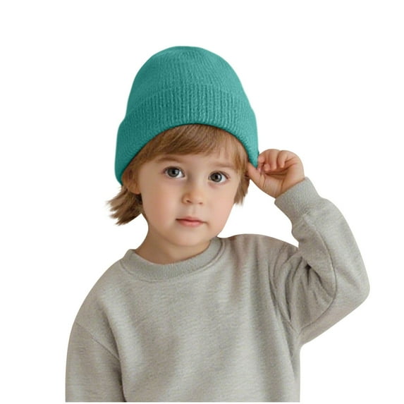 Ugoldhm Toddlers Warm Winter Beanie Hat - Solid Color Elastic Cuff Cotton Knit Hats for Outdoor Activity