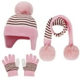 thumbnail image 1 of Ugoldhm Toddlers Winter Hat Scarf Gloves Set - Ear Flaps Beanie & Knit Gloves for Cold Weather (1-5 Years), 1 of 7