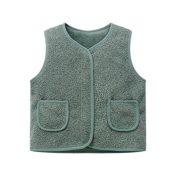 Ugoldhm Toddlers and Kids Fleece Vest Zip Up Sleeveless Jacket with Pocket Fall Winter Outerwear 6M-13Y