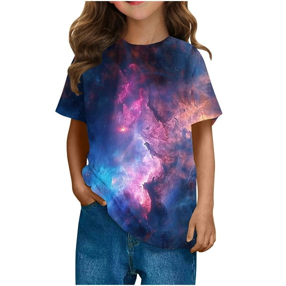Ugoldhm Tween Girl Casual Wear T-Shirts Short Sleeve Crew Neck Graphic Tees Summer Tops 3-14Years