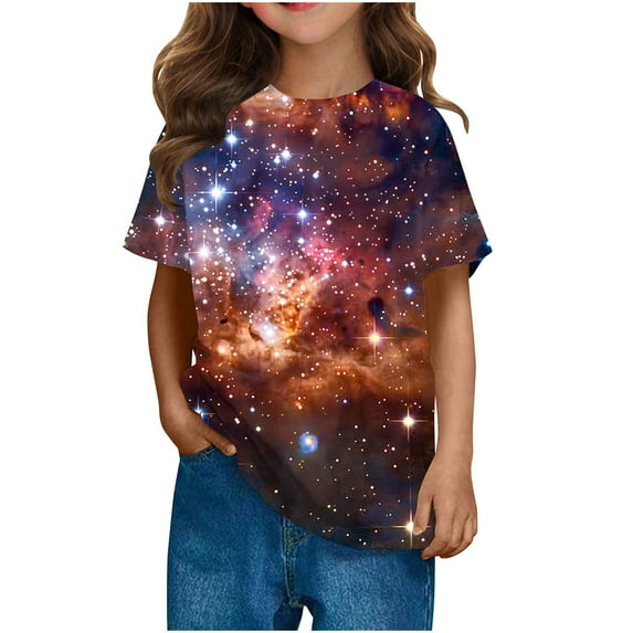 Ugoldhm Tween Girl Casual Wear T-Shirts Short Sleeve Crew Neck Graphic Tees Summer Tops 3-14Years
