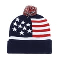 thumbnail image 1 of Ugoldhm Unisex American Flag Knitted Beanie - Stars & Stripes Print Hat for Winter Warm, 1 of 3