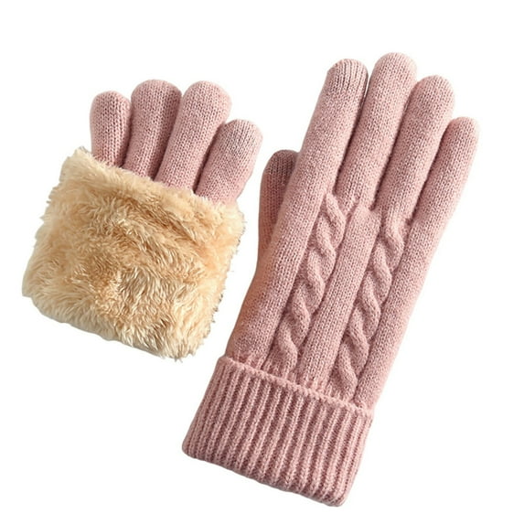 Ugoldhm Winter Gloves for Women, Ladies Windproof Thermal Knit Fleece Lined Gloves for Cold Weather