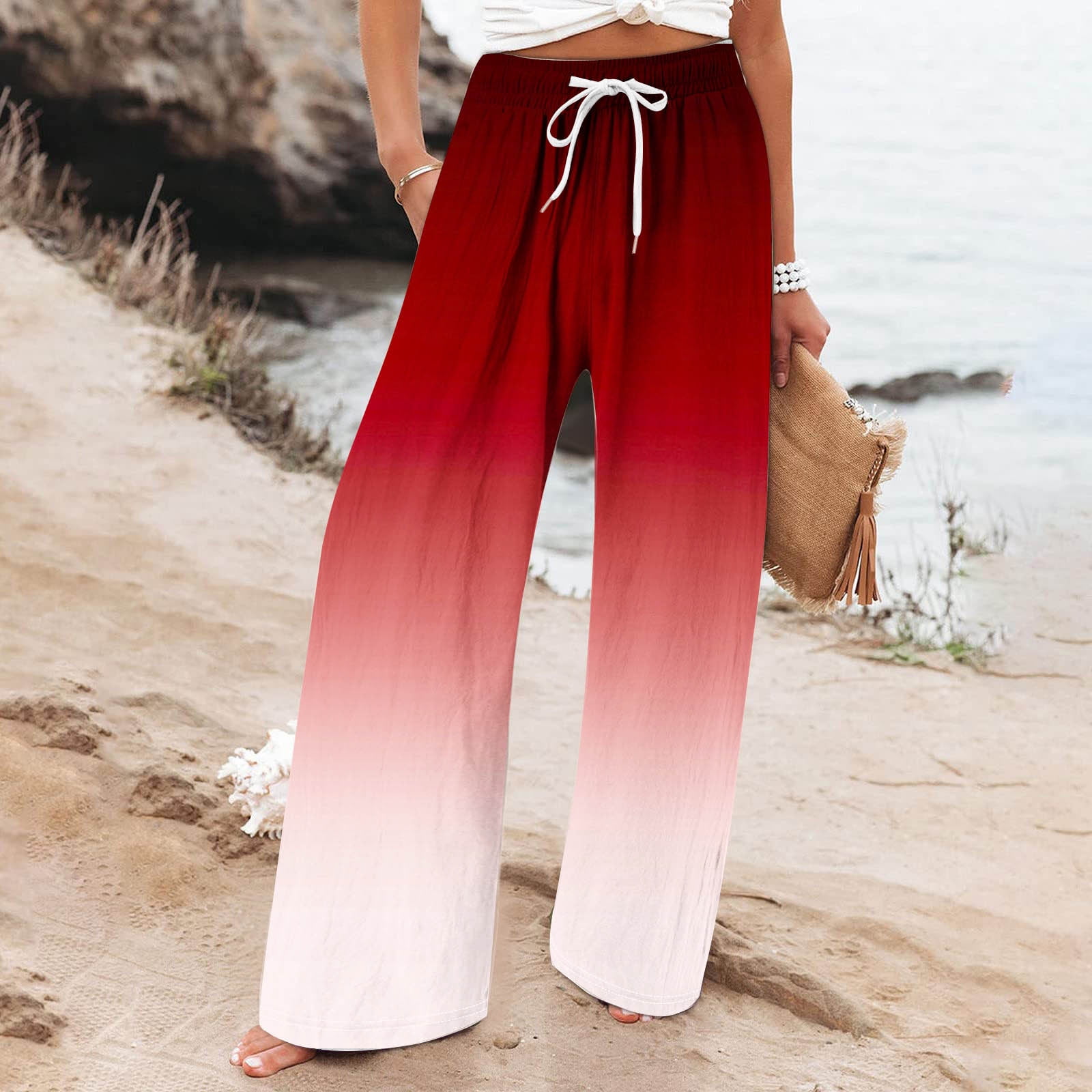 Flowy red pants best sale