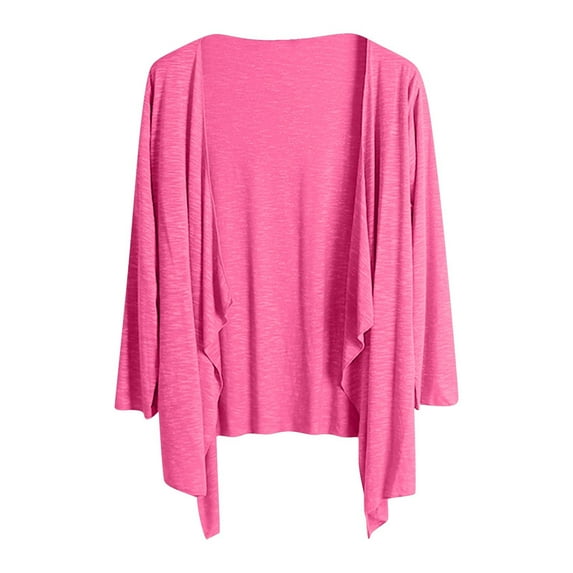 Ugoldhm Women Long Sleeves Shrugs Open Front Lightweight Cardigan Irregular Shawl Loose Casual Summer Clothes