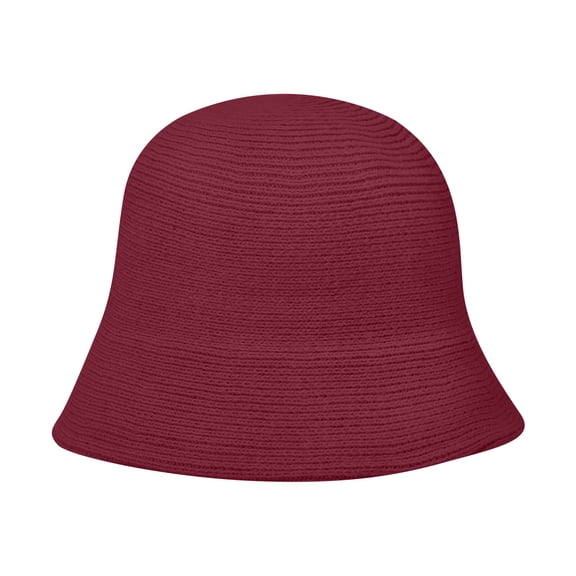 Ugoldhm Women's Crochet Bucket Hat - Solid Color Foldable Floppy Warm Hat for Fall Winter