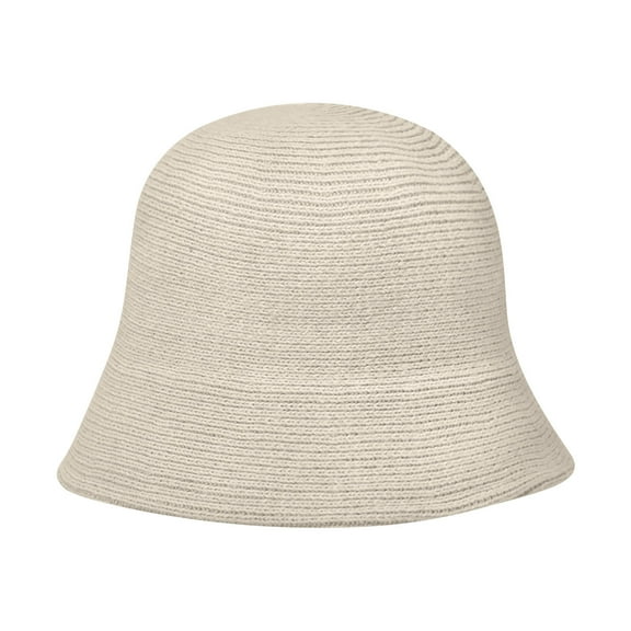 Ugoldhm Women's Crochet Bucket Hat - Solid Color Foldable Floppy Warm Hat for Fall Winter