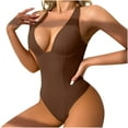 thumbnail image 1 of Ugoldhm Women's Deep V-Neck Bodysuit - Double Straps Tummy Control Thong Shapewear Backless Cami, 1 of 3