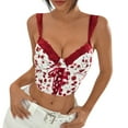 thumbnail image 1 of Ugoldhm Women's Lace Floral Corset - Sleeveless V-Neck Strap Bustier Going Out Party Crop Top, 1 of 4
