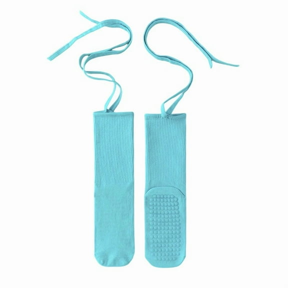 Ugoldhm Women's Pilates & Yoga Grip Socks - Non-Slip Crew Socks with Ribbon for Barre Workouts & Daily Use