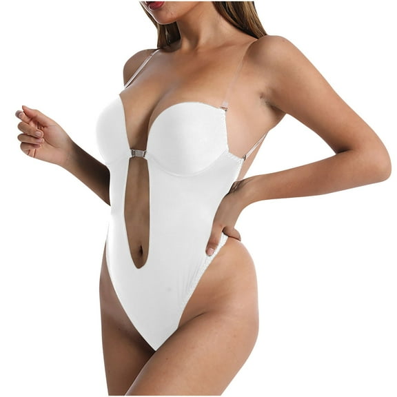 Ugoldhm Women's Plus Size Shapewear Bodysuit - Seamless Backless Low Back Thong for Daily Use