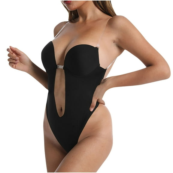 Ugoldhm Women's Plus Size Shapewear Bodysuit - Seamless Backless Low Back Thong for Daily Use