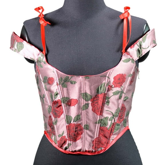 Ugoldhm Women's Print Corset Bustier - Breathable Fabric Shapewear for Daily & Special Occasions