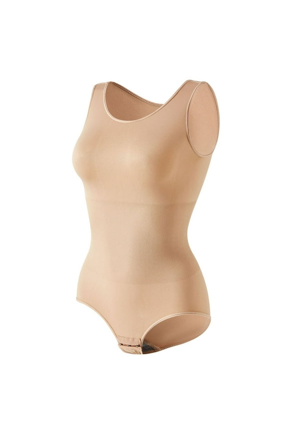 Women's Seamless Tummy Control Bodysuit - Snap Crotch Waist Trainer Shapewear Sliming Jumpsuit