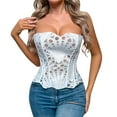 thumbnail image 1 of Ugoldhm Women's Sexy Strapless Corset Top - Hollow Overbust Bustier Crop Tube Top for Clubwear, 1 of 6