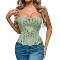thumbnail image 1 of Ugoldhm Women's Sexy Strapless Corset Top - Hollow Overbust Bustier Crop Tube Top for Clubwear, 1 of 2