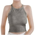 thumbnail image 1 of Ugoldhm Women's Shapewear Halter Tank Tee - Built-in Bra Sleeveless Slim Fit Sexy Summer Crop Top, 1 of 6
