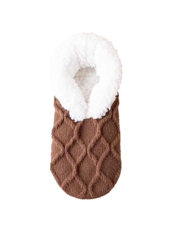 Women's Sherpa-Lined Slipper Socks - Non-Slip with Grippers, Winter Cozy Indoor Socks